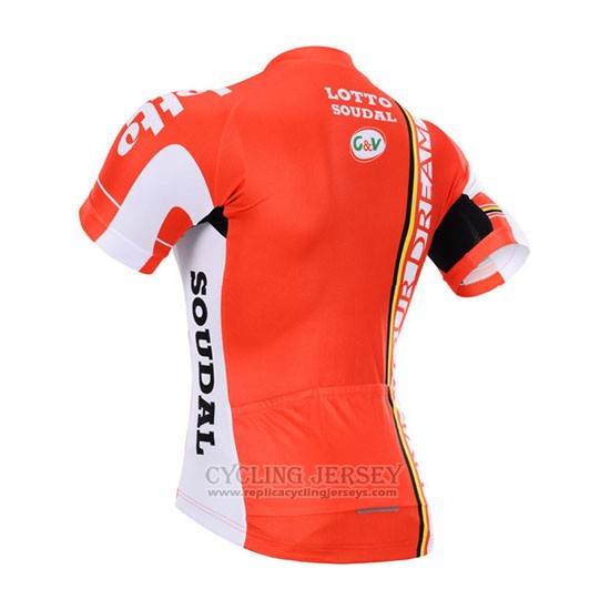 2015 Cycling Jersey Lotto Soudal White Red Short Sleeve and Bib Short
